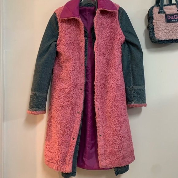 Dolce & Gabbana vintage DenimCoat with removable faux fur vest & Matching purse - Picture 3 of 14